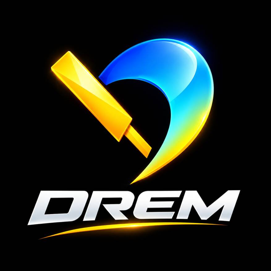 DREM Game Logo HD with Blue and Golden Icon Design